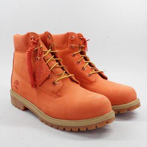 TIMBERLAND PREMIUM 6IN BRIGHT ORANGE NUBUCK BOOTS TB 0A28W7